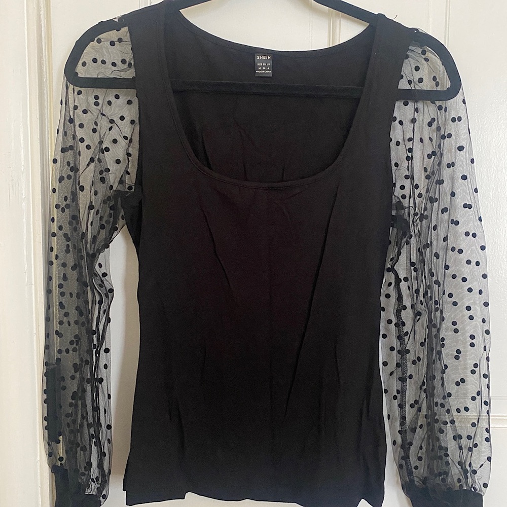 NEW Polka dot sheer sleeve top